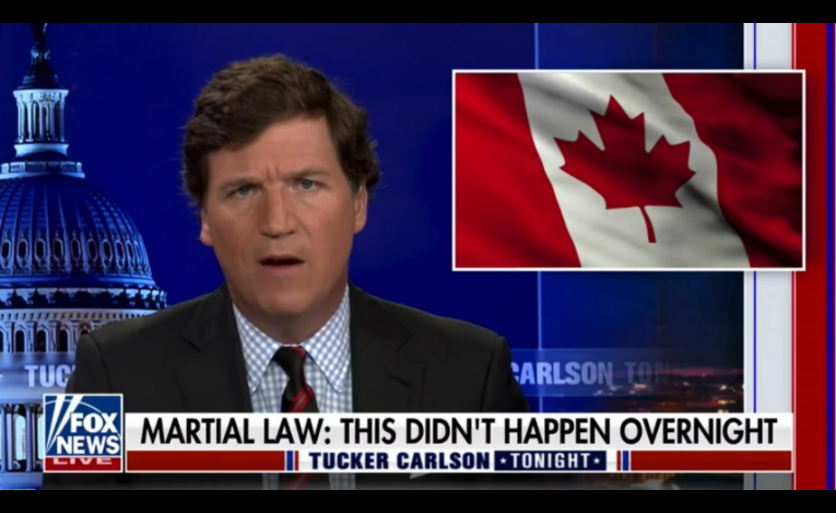 Tucker Carlson slams Trudeau for cracking down on unarmed protestors and then keeping his emergency powers